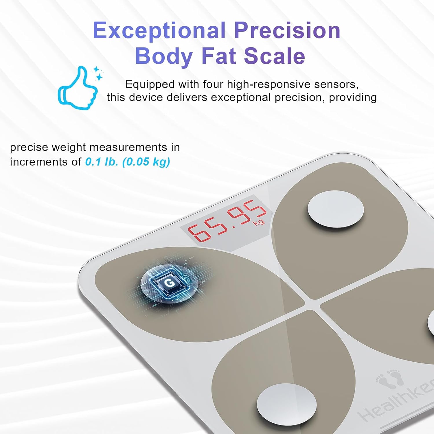 Healthkeep Bluetooth Smart Body Scale with 13 Measurements, 180lb Capacity