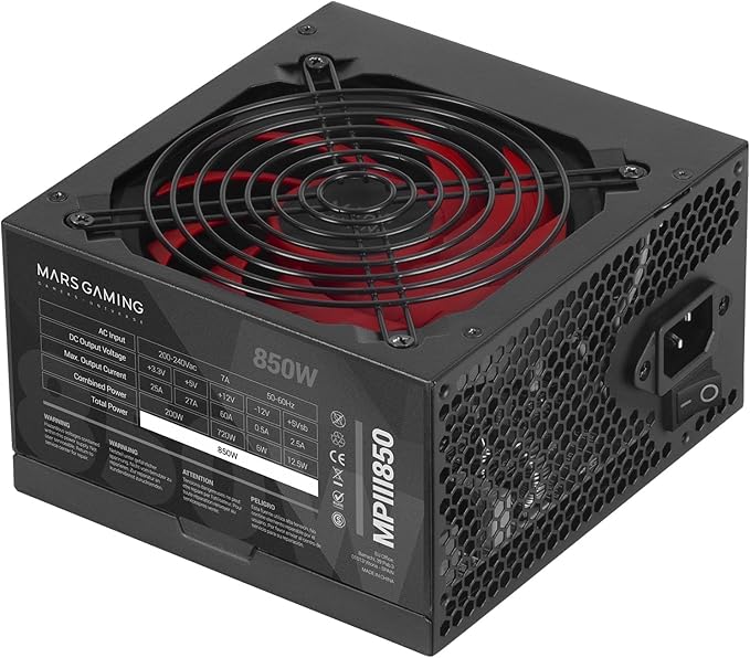 Mars Gaming MPIII850 850W ATX Power Supply with AI‑RPM Fan