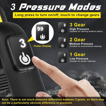 Gisam Battery-Powered Pressure Washer with 2 x 4.0Ah Batteries, 3‑Speed, 65 Bar, 6‑in‑1 Nozzle, 5 m Hose