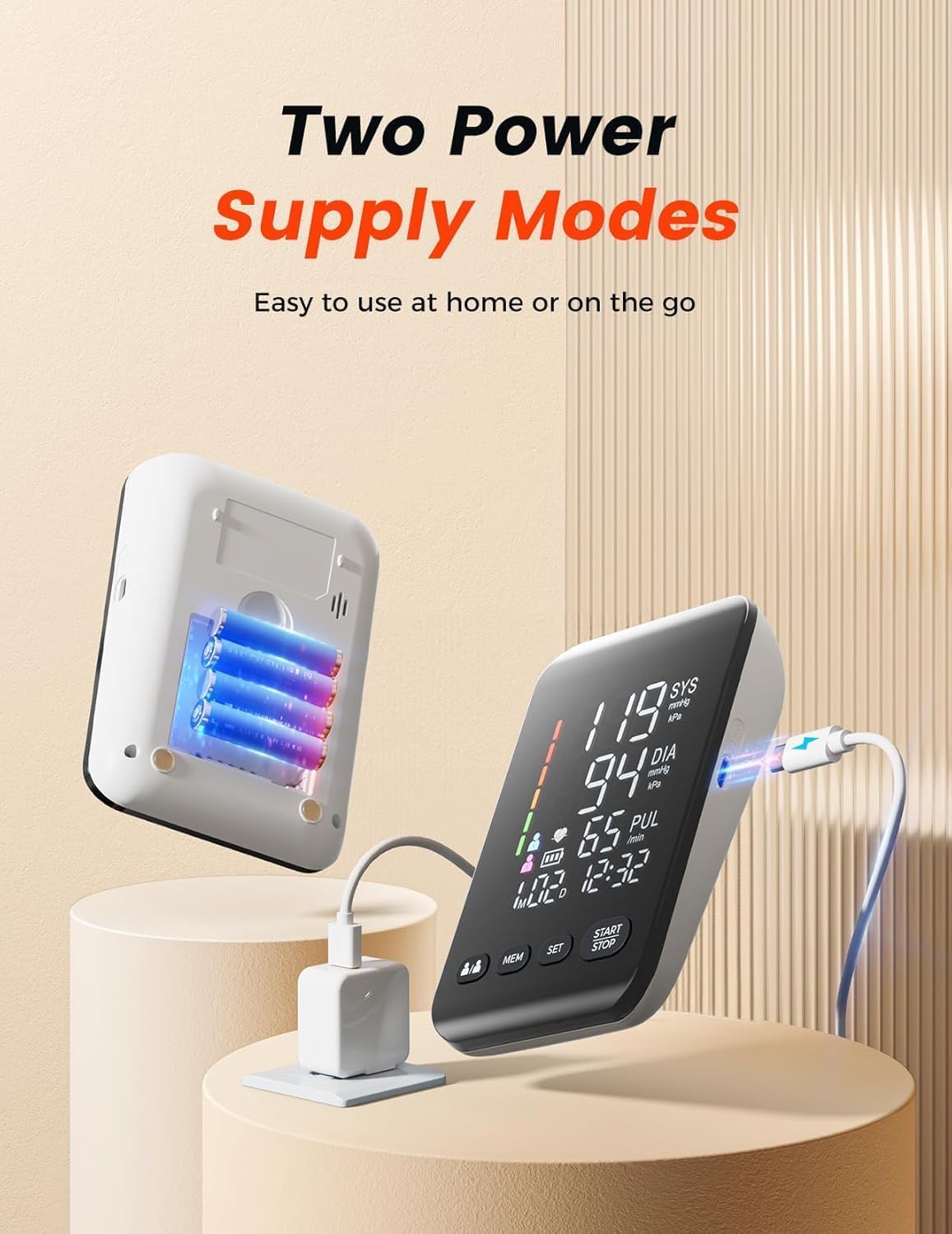 Aidisy Arm Blood Pressure Monitor with LED Display, Dual-User Memory