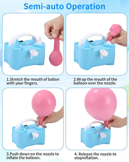 PERMUST Electric Balloon Pump 400W Portable Air Inflator for Parties Blue