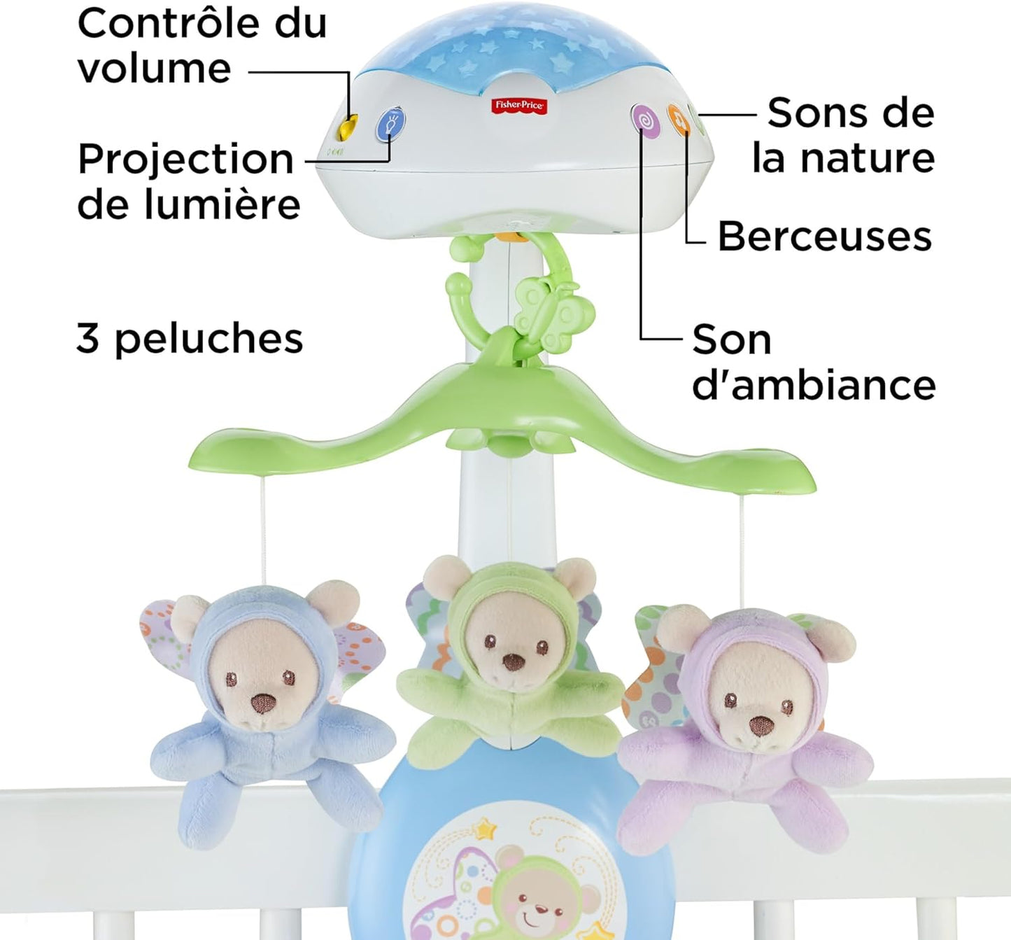 Fisher-Price 3-in-1 Dream Bear Mobile with Music Night Light