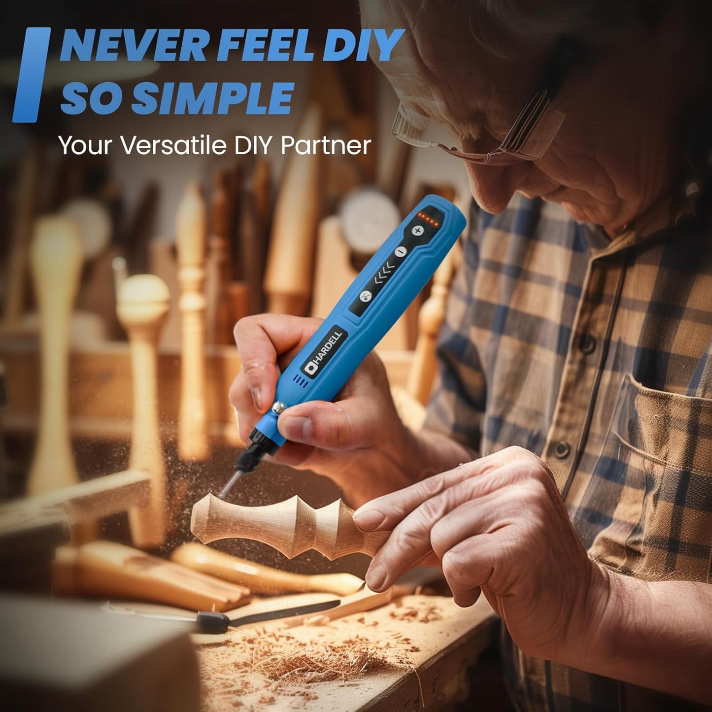 HARDELL Cordless Rotary Tool Kit: 5-Speed Mini for Engraving, Sanding, Polishing, Carving