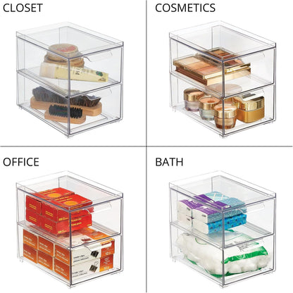 mDesign Lumiere Collection Stackable Storage Containers 4 Pack Clear