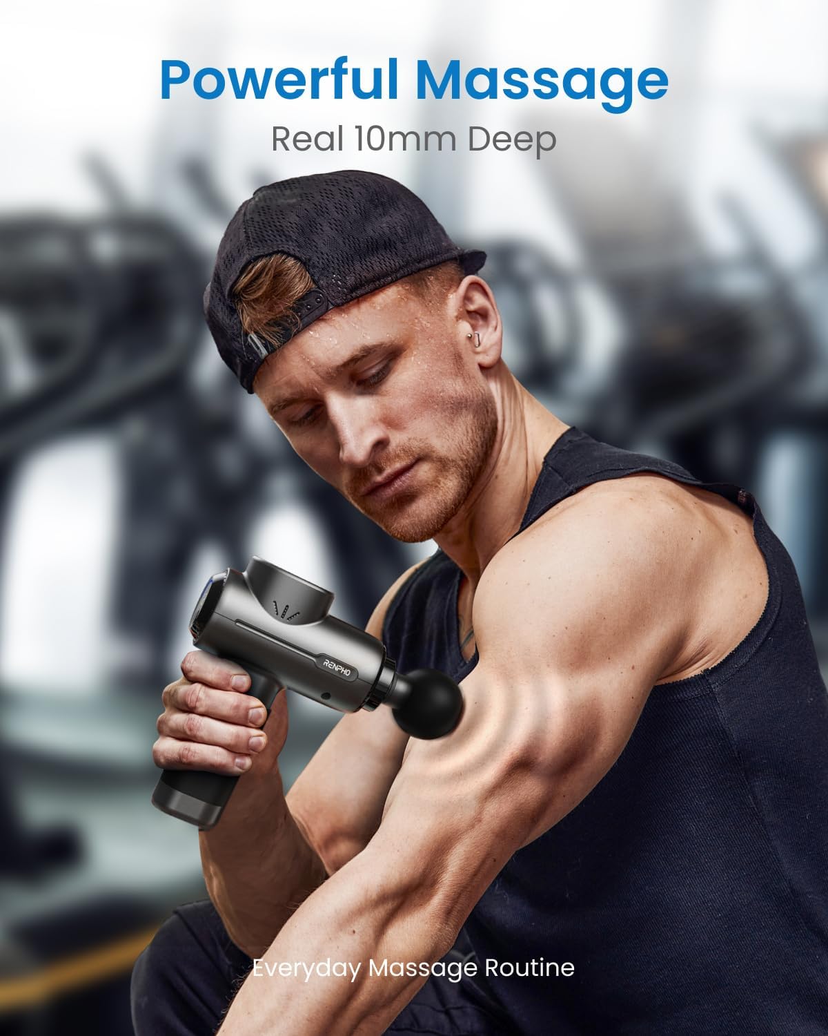 RENPHO 5-Head Percussive Massage Gun for Back, Legs, Full Body