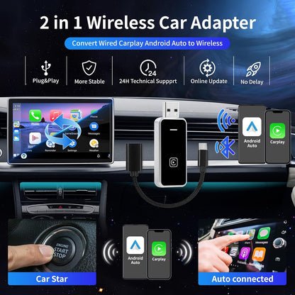 PBCZ 2-in-1 Wireless CarPlay and Android Auto Adapter