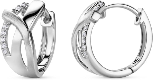 18ct Gold Plated Sterling Silver Huggie Earrings - Dazzling Zirconia Hoops
