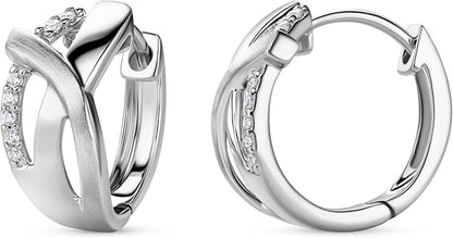 18ct Gold Plated Sterling Silver Huggie Earrings - Dazzling Zirconia Hoops