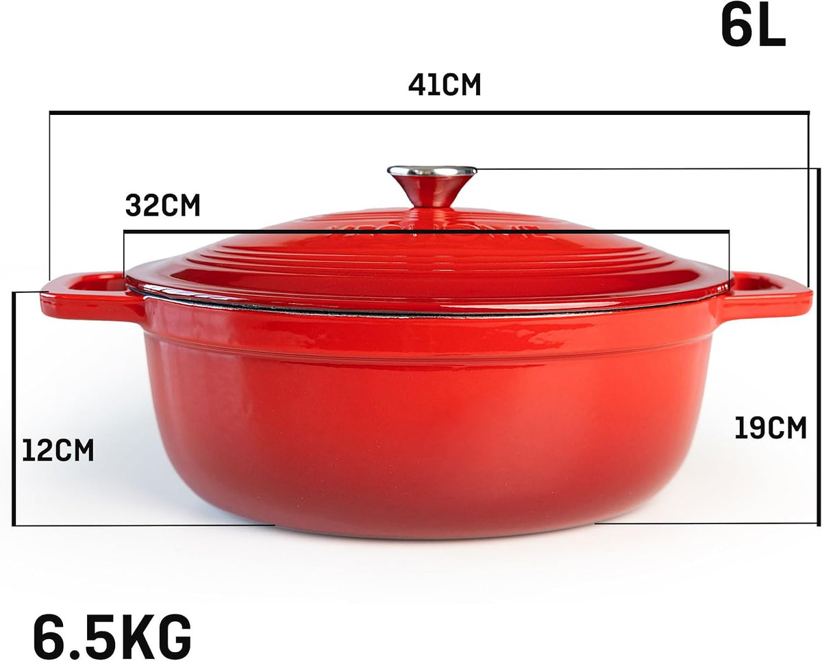 VeoHome Dutch Oven Red 6L