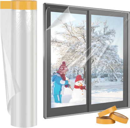 Yotache Clear Window Insulation Film 63" x 393" Shrink Film for Winter Draft Proofing
