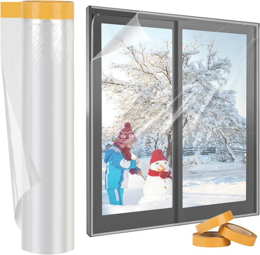 Yotache Clear Window Insulation Film 63" x 393" Shrink Film for Winter Draft Proofing