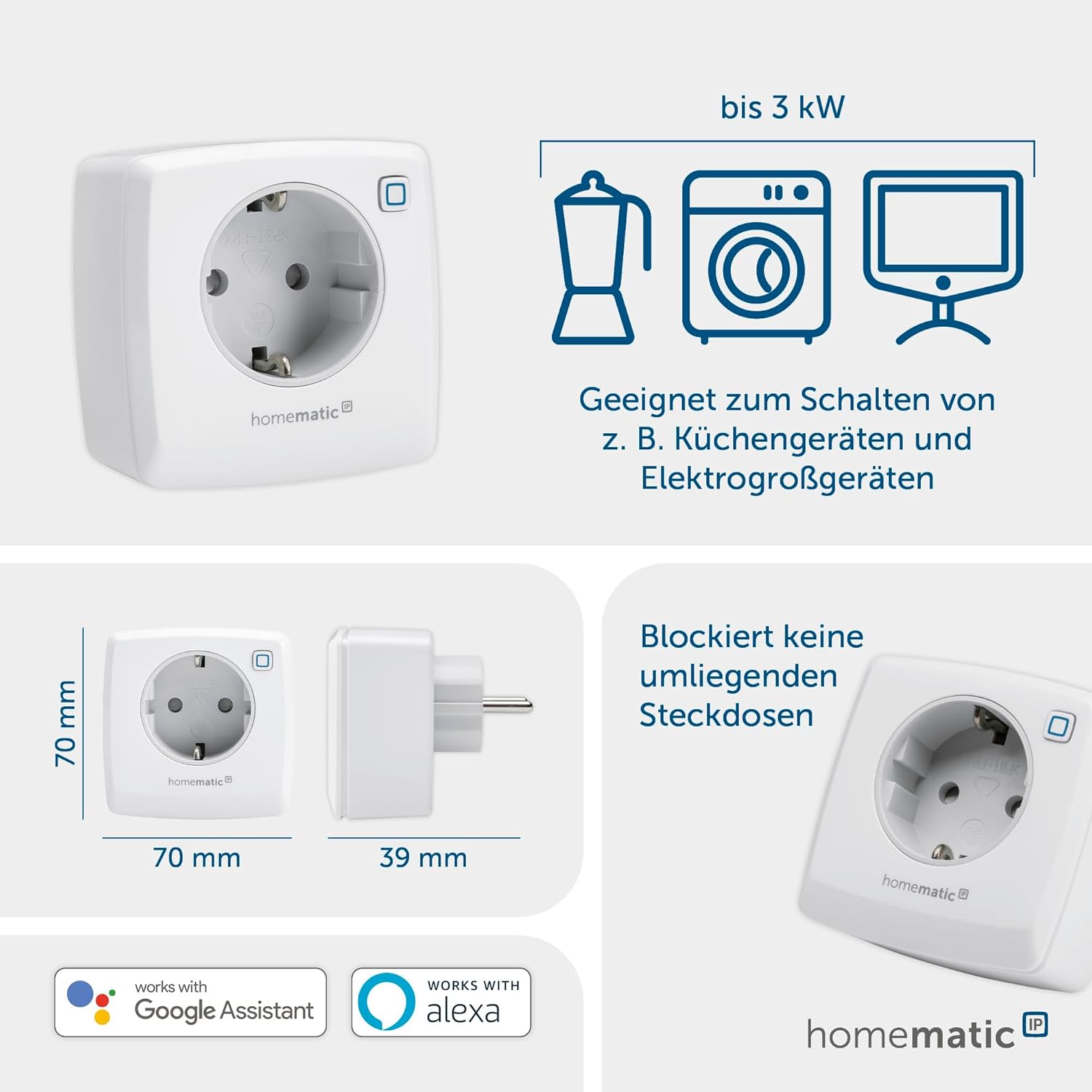 Homematic IP White Smart Plug with Alexa & Google Assistant