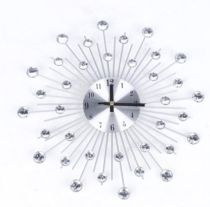 Elegant Modern Crystal Decorative Metal Silent Wall Clock for Home Decor