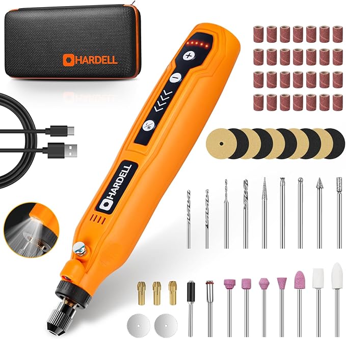 HARDELL 5‑Speed Mini Cordless Rotary Tool with 69‑Piece USB Kit