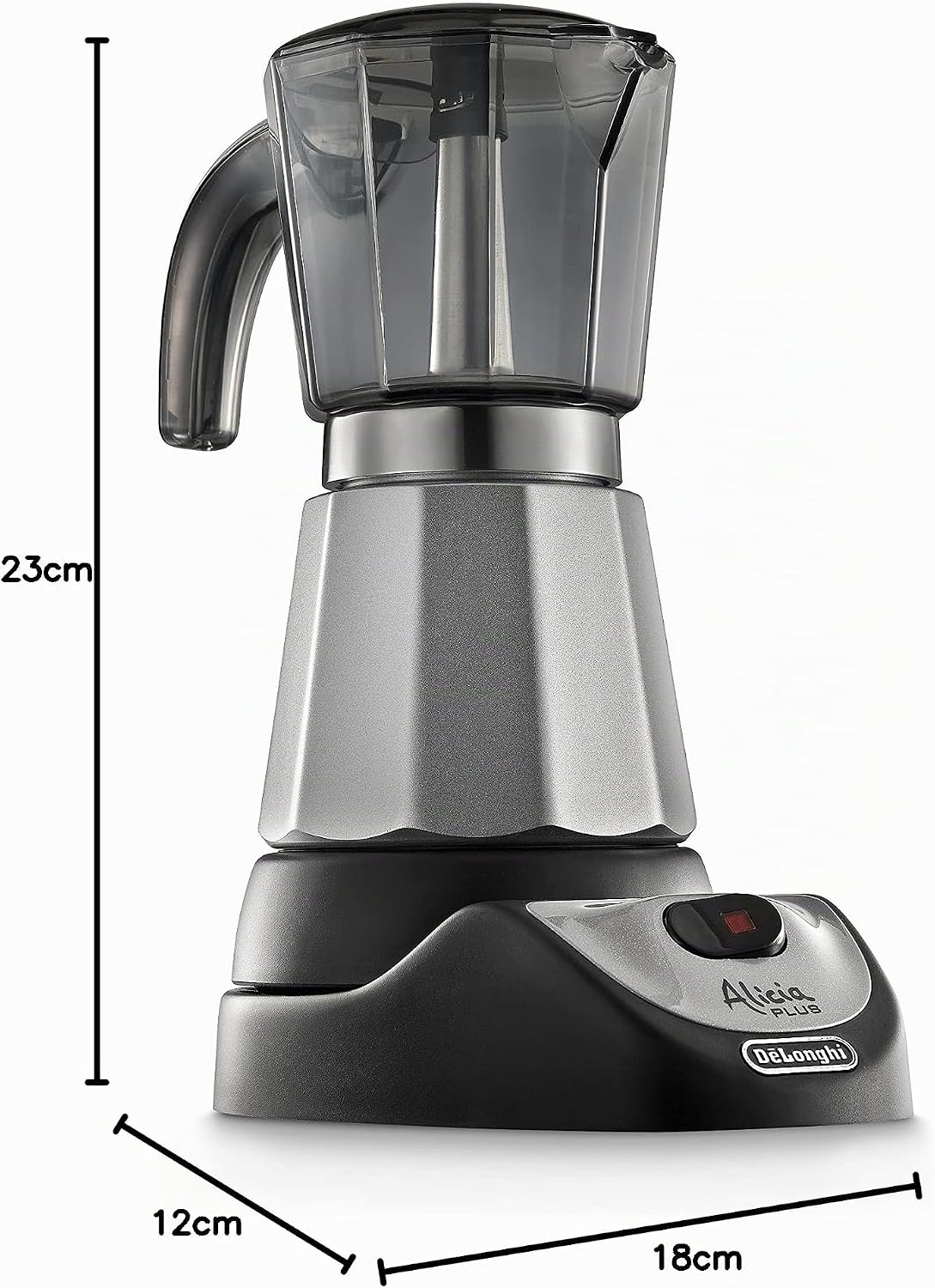 De'Longhi Alicia Plus EMKM6.B Moka Jug 550W Silver-Black