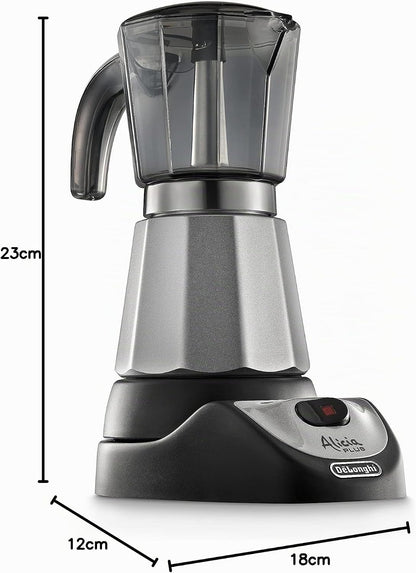 De'Longhi Alicia Plus EMKM6.B Moka Jug 550W Silver-Black