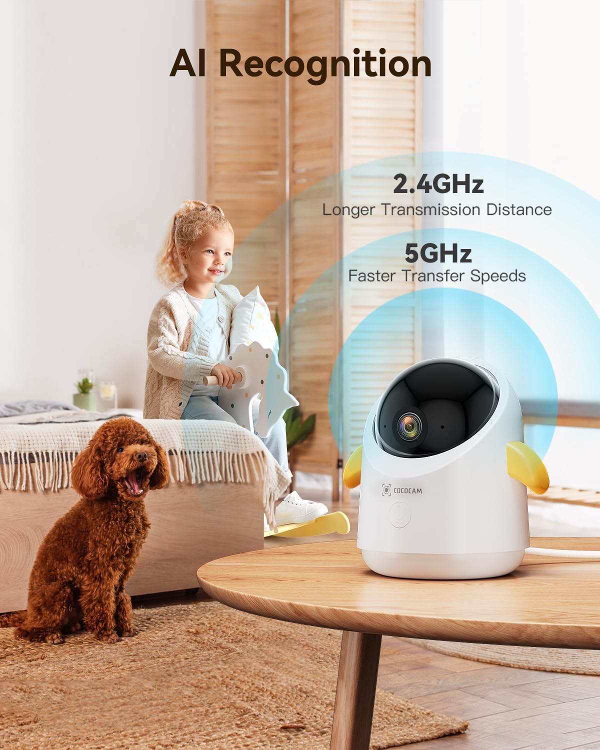 COCOCAM 2K WiFi Baby Monitor 355° Pan & Night Vision
