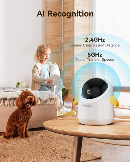 COCOCAM 2K WiFi Baby Monitor 355° Pan & Night Vision