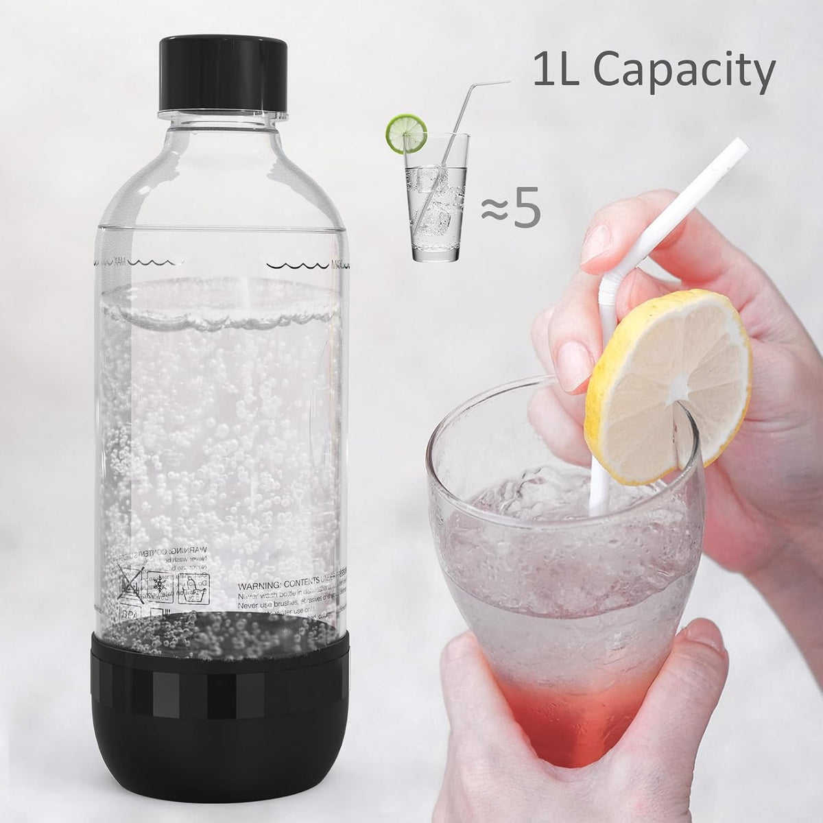 Thorder Z-1B1L Soda Maker Bottles 1 L BPA-Free PET 2 Pack