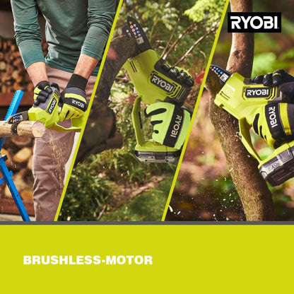 RYOBI 18V ONE+ Brushless One-Handed Cordless Chainsaw 10cm Blade