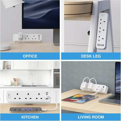 Anvode Black Multi Extension Socket: Durable Power Strip for Home & Workshop