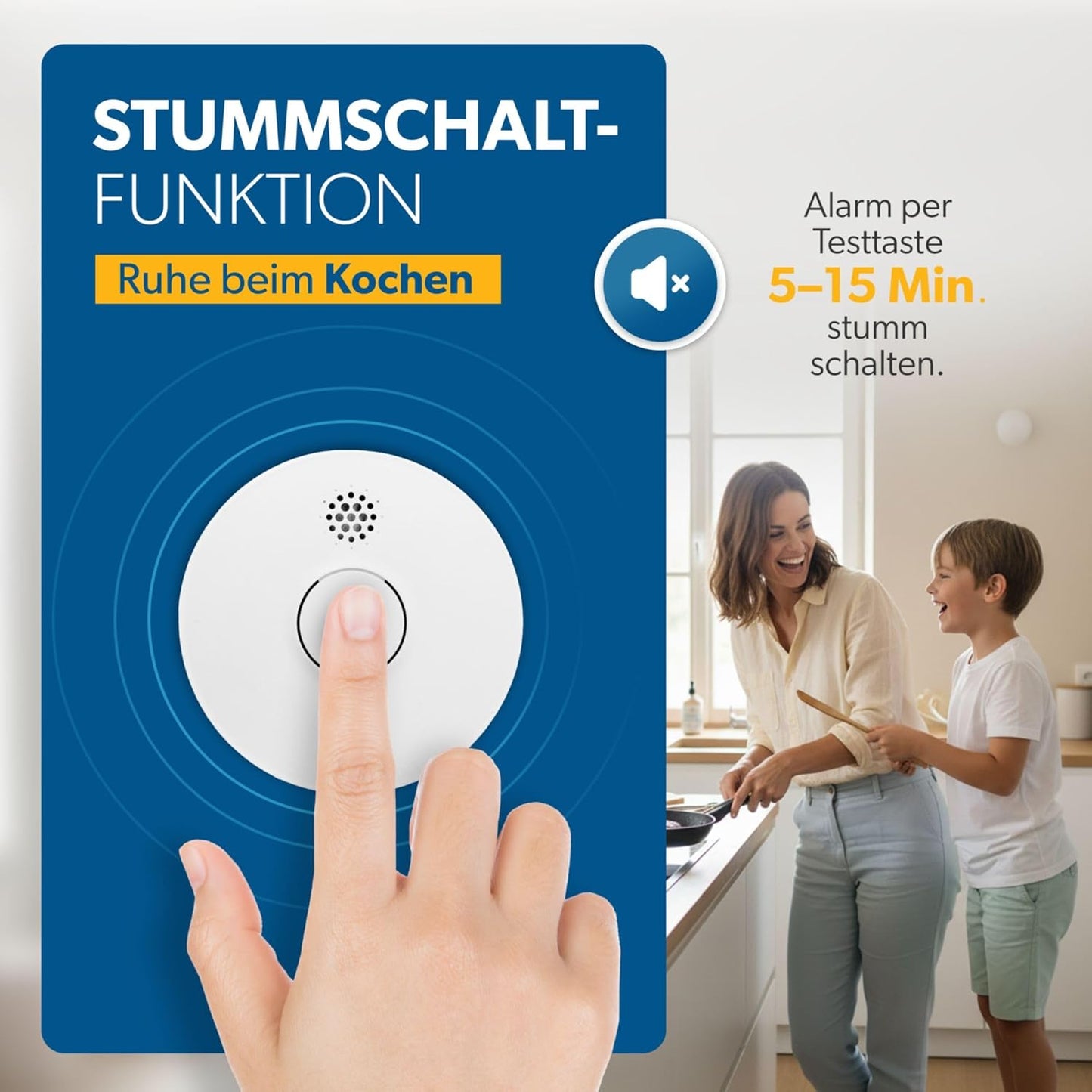 UNITEC Photoelectric Smoke Alarm Pack of 4, TÜV Certified 85dB