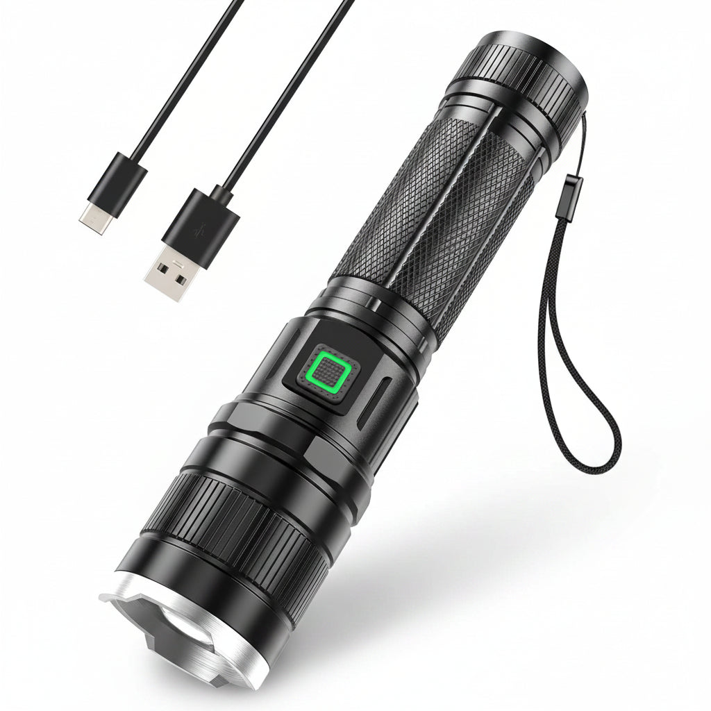 GEARLITE GR2000 Rechargeable LED Flashlight 10000 Lumens 3 Modes IP65 Waterproof Zoomable