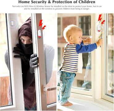 eMylo 120dB WiFi Door Alarm Sensor with Light, Smart Home Security