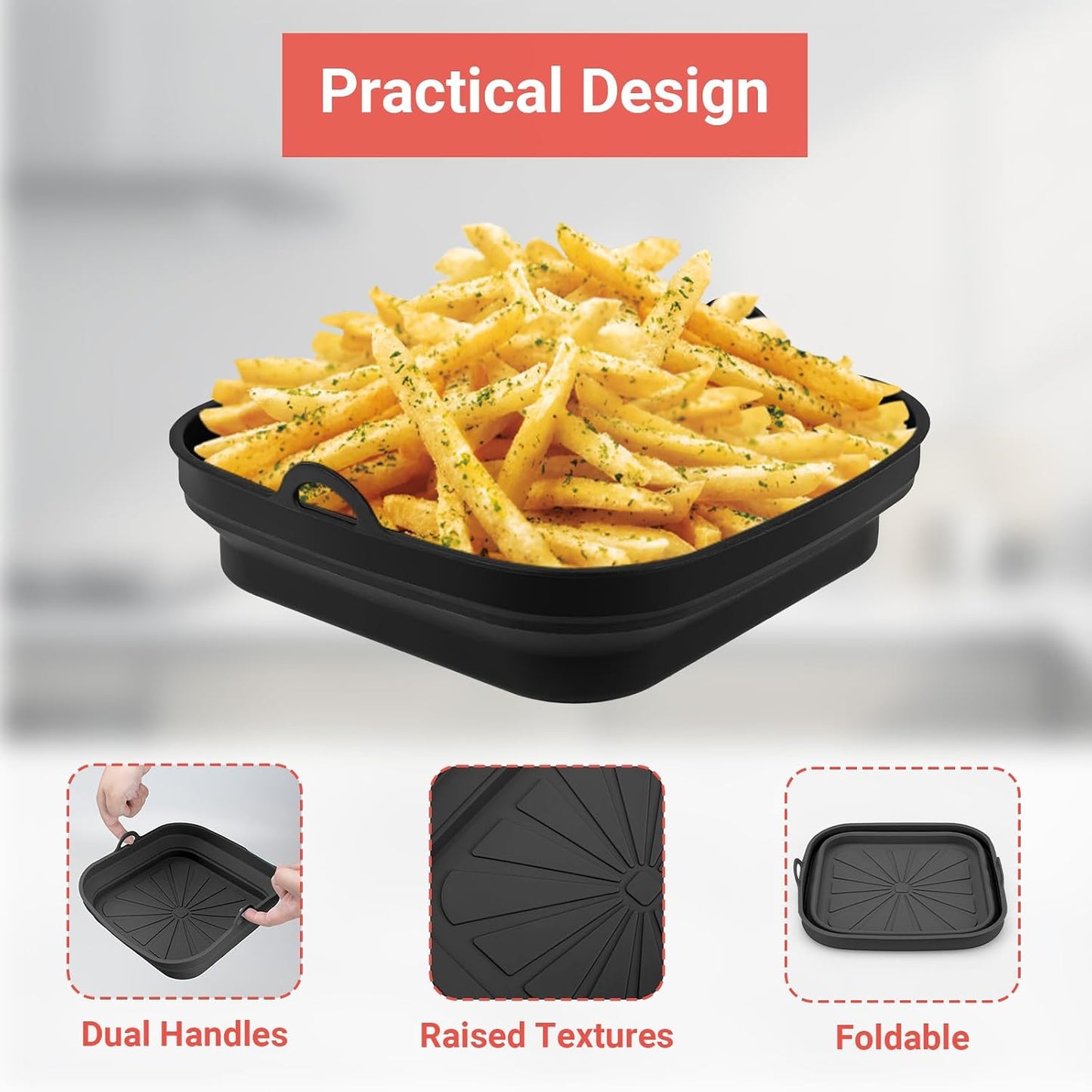 Alyvisun Silicone Air Fryer Liner Set 2-Piece 21 cm Reusable Foldable