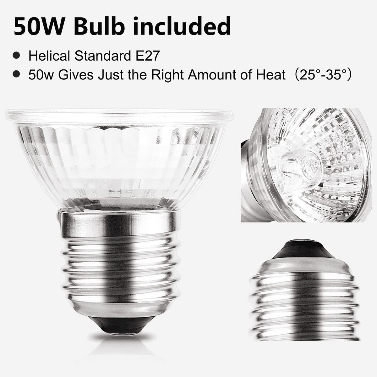 BraceTek 50W UVA UVB Reptile Heat Lamp Bulbs 4 Pack