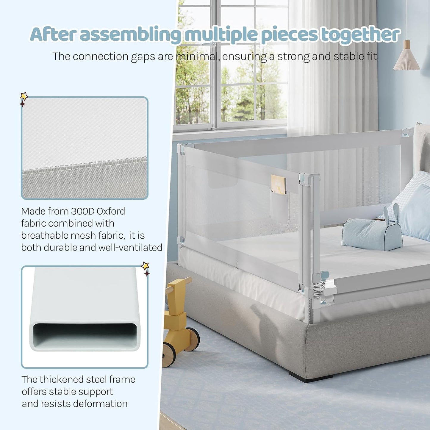 WOLTU 79-inch Adjustable Toddler Bed Rail Guard: Portable Baby Safety Barrier