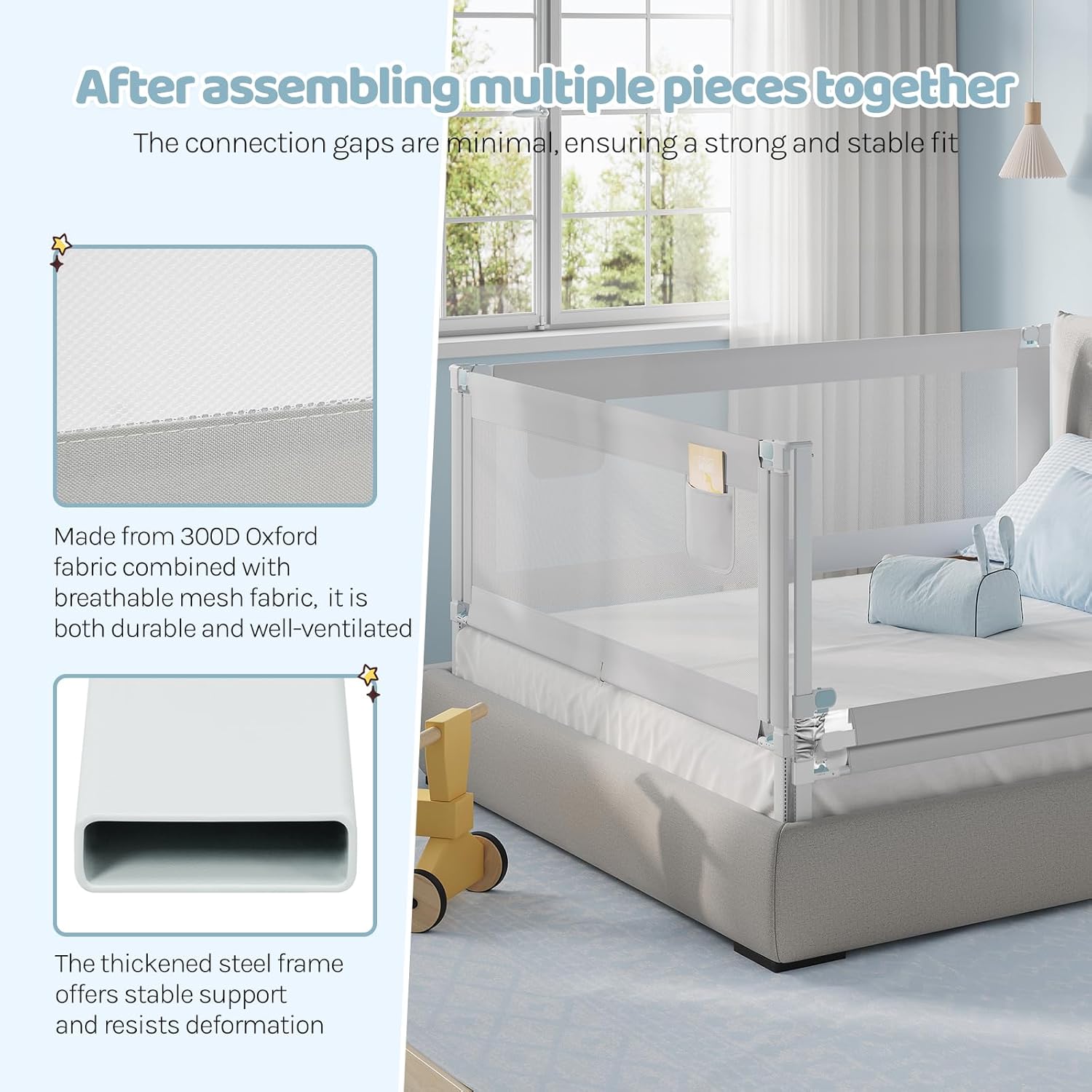 WOLTU 79-inch Adjustable Toddler Bed Rail Guard: Portable Baby Safety Barrier