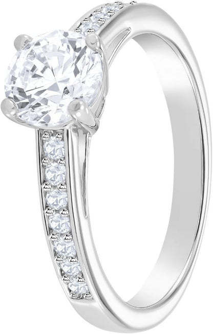 Swarovski Women's Dazzling Attract Round Rhodium Plated Crystal Ring