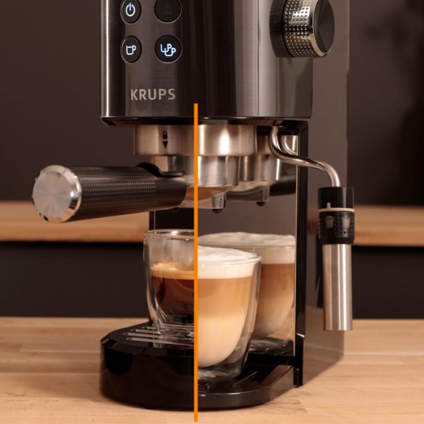Krups Virtuoso Pump Espresso Machine with Auto Flow‑Stop, Black