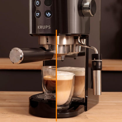 Krups Virtuoso Pump Espresso Machine with Auto Flow‑Stop, Black
