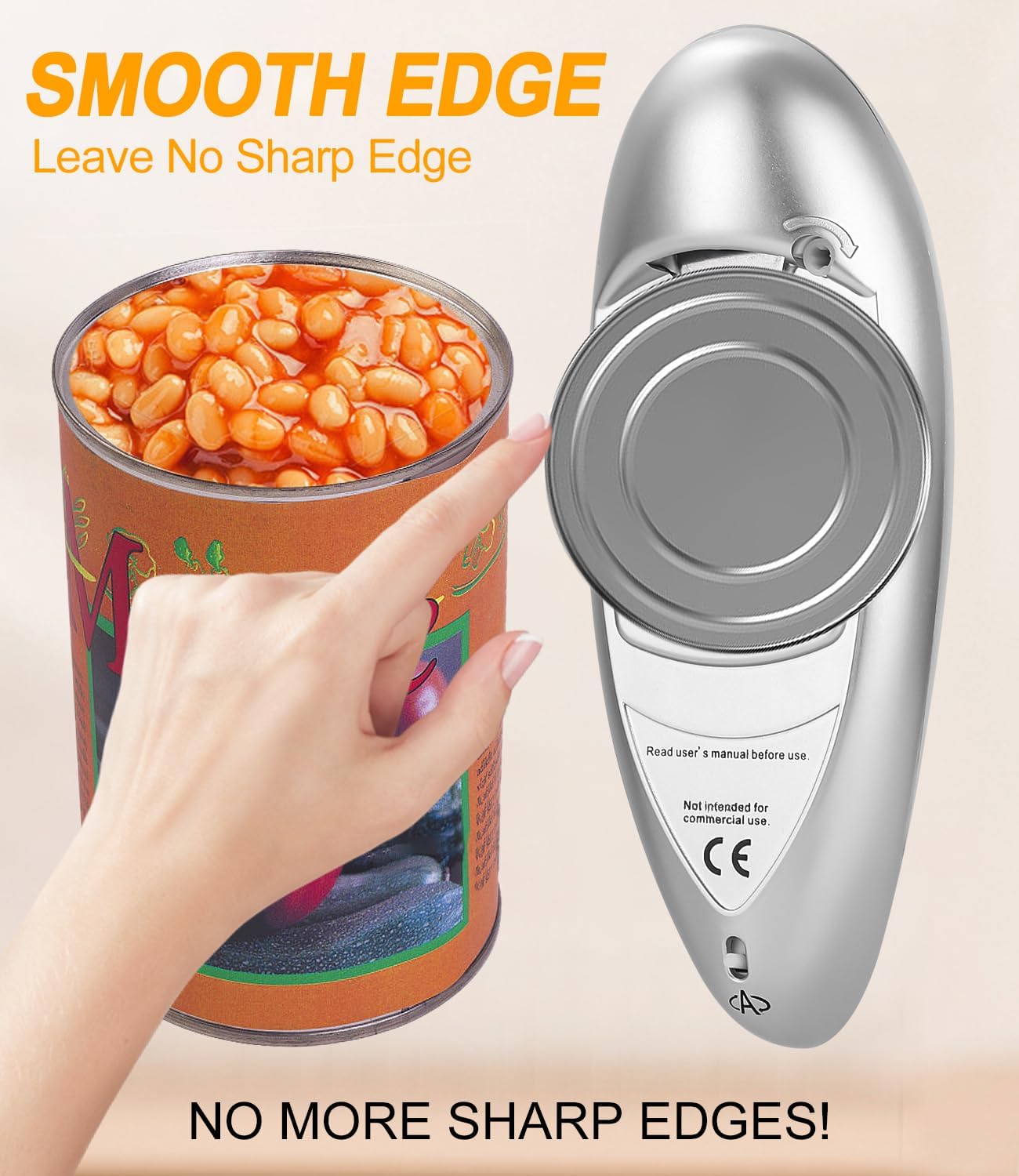 Yulado Electric Can Opener One-Touch Automatic Stainless Steel Blade Silver Black
