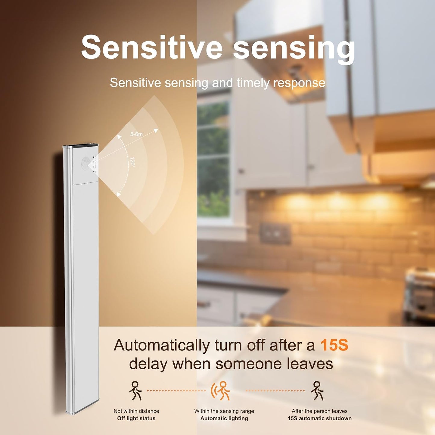GY cabinet lights-30cm LED Motion Sensor Under Cabinet Light 6500K 2 Pieces