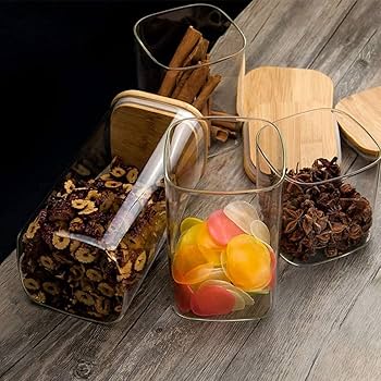 Premium Borosilicate Glass Food Storage Jars with Airtight Bamboo Lids - 3 Pack