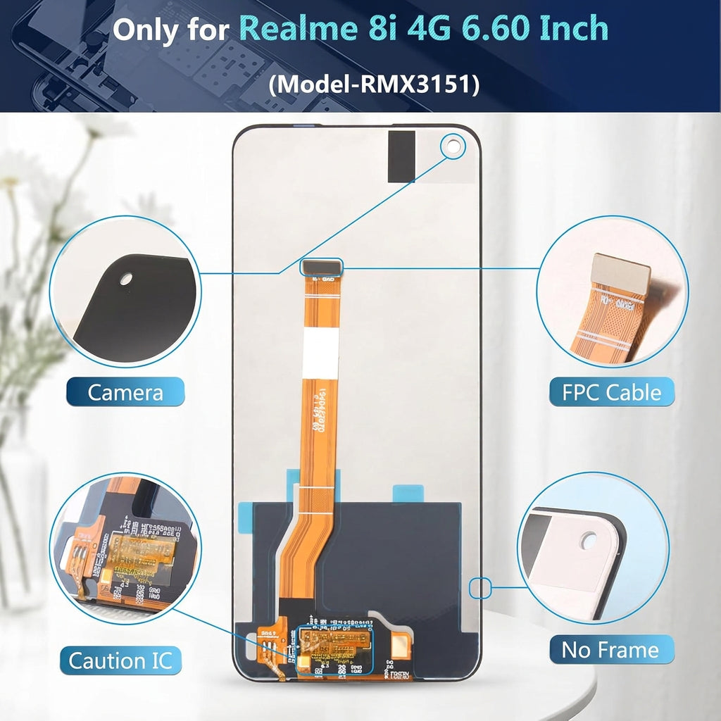 LCD Screen Digitizer Replacement for Realme 8i 4G RMX3151 Black