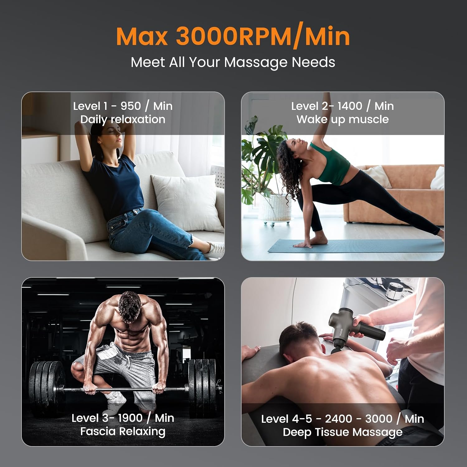 Mebak 3 Massage Gun Deep Tissue Percussion Massager for Athletes Shoulder Leg Back Pain Relief