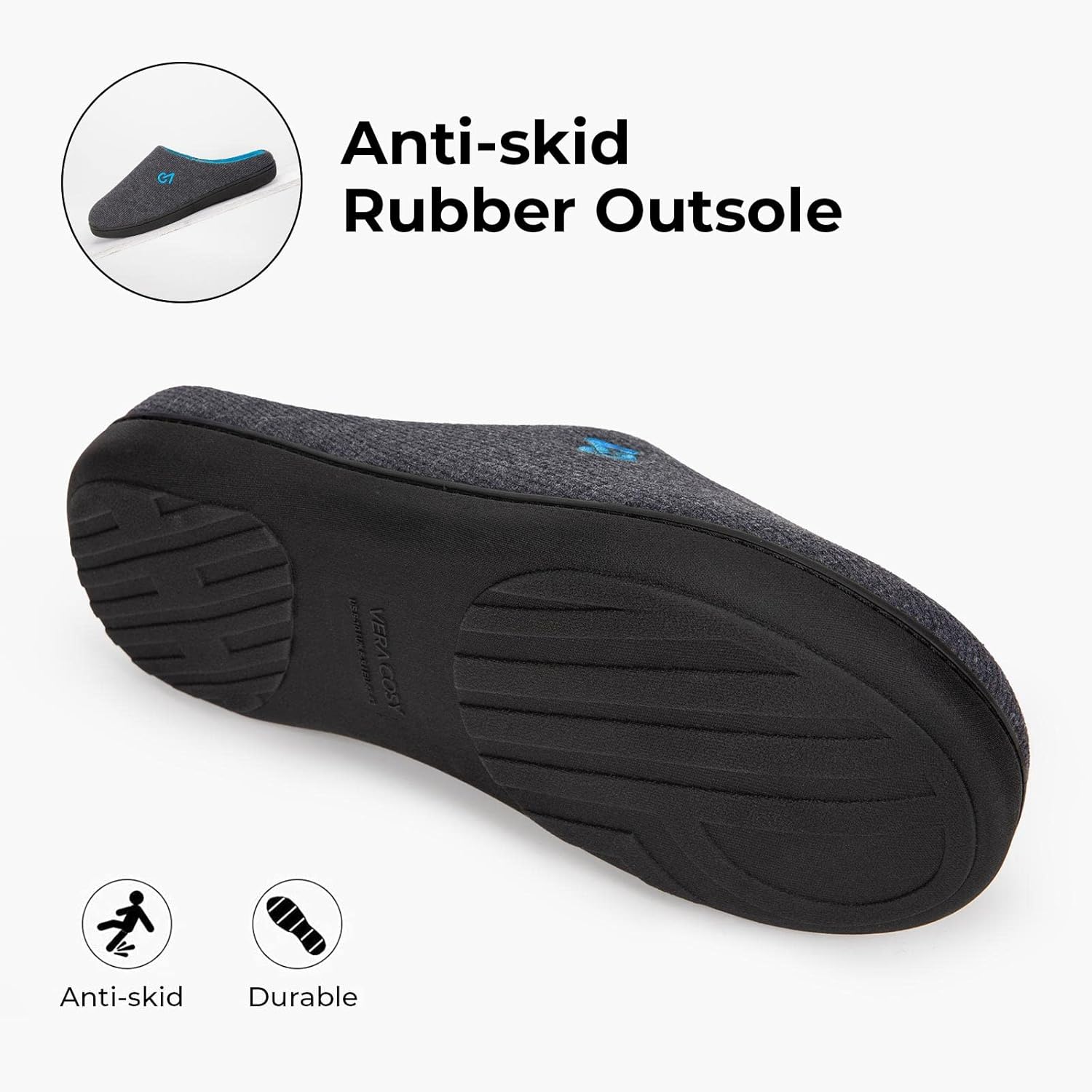 VeraCosy Men's Two-Tone Memory Foam Slippers with Plush Fleece