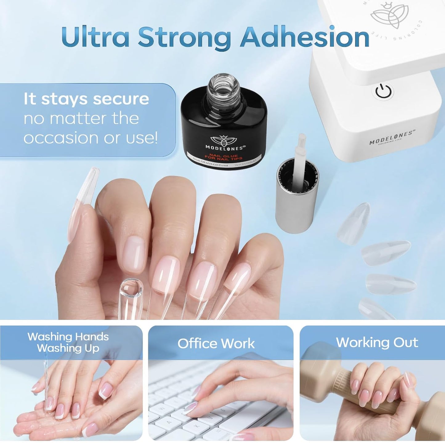 MODELONES 4-in-1 Multi-Functional Nail Glue Gel for Tips 15ml