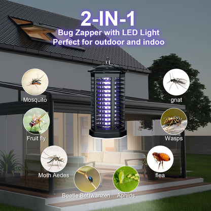 MPETAPT Electric Bug Zapper with LED Light 15W Metal Mesh Mosquito Fly Killer for Indoor Home Garden Patio Backyard