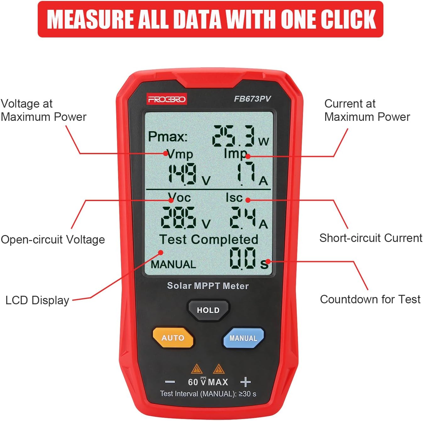 FrogBro 800W Solar Panel Tester Multimeter: Smart MPPT Open Circuit Voltage