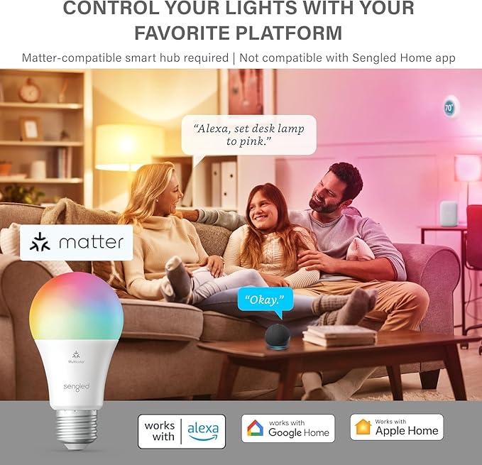 Sengled Smart LED Bulb: E27 Multicolor 60W Equivalent 800LM, Matter-Compatible - Gomix Brands Outlet