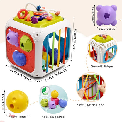 AiTuiTui 7-in-1 Montessori Activity Cube for Toddlers Learning
