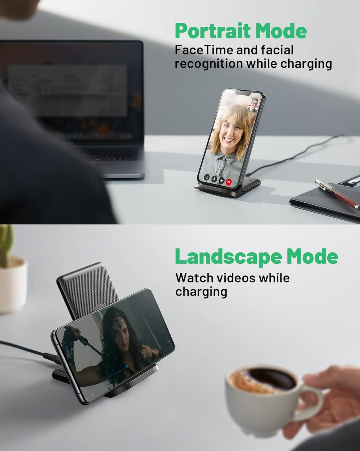 INIU 15W Fast Wireless Charging Stand Station with LED