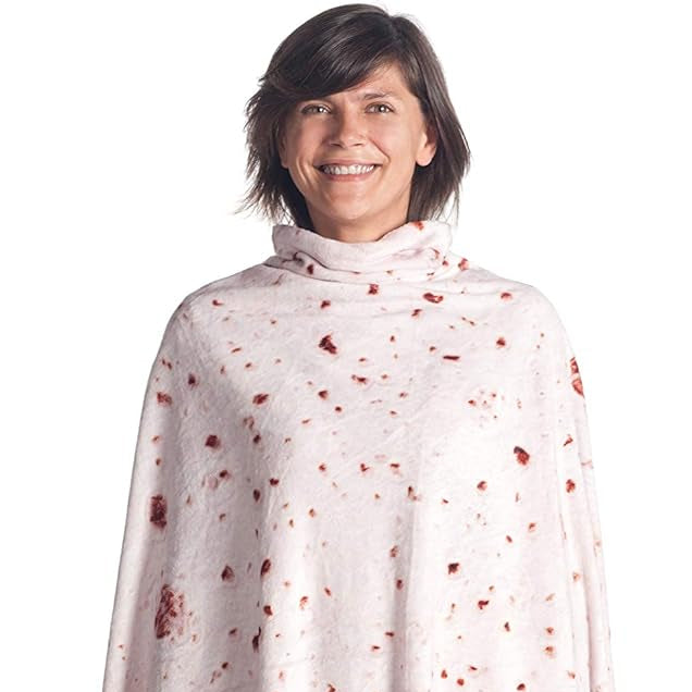 Kanguru Cream Piadina Burrito Tortilla Blanket – 63‑inch Round Fleece Throw