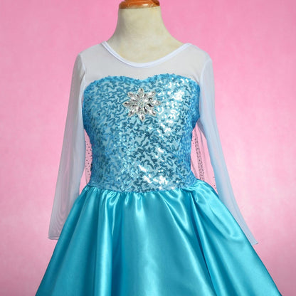 Lito Angels Blue Princess Dress with Sparkling Cape for Girls