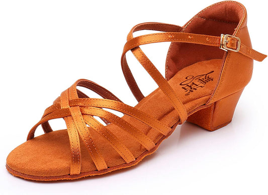 ReadJade Women's Satin Latin Dance Shoes with Adjustable Buckle